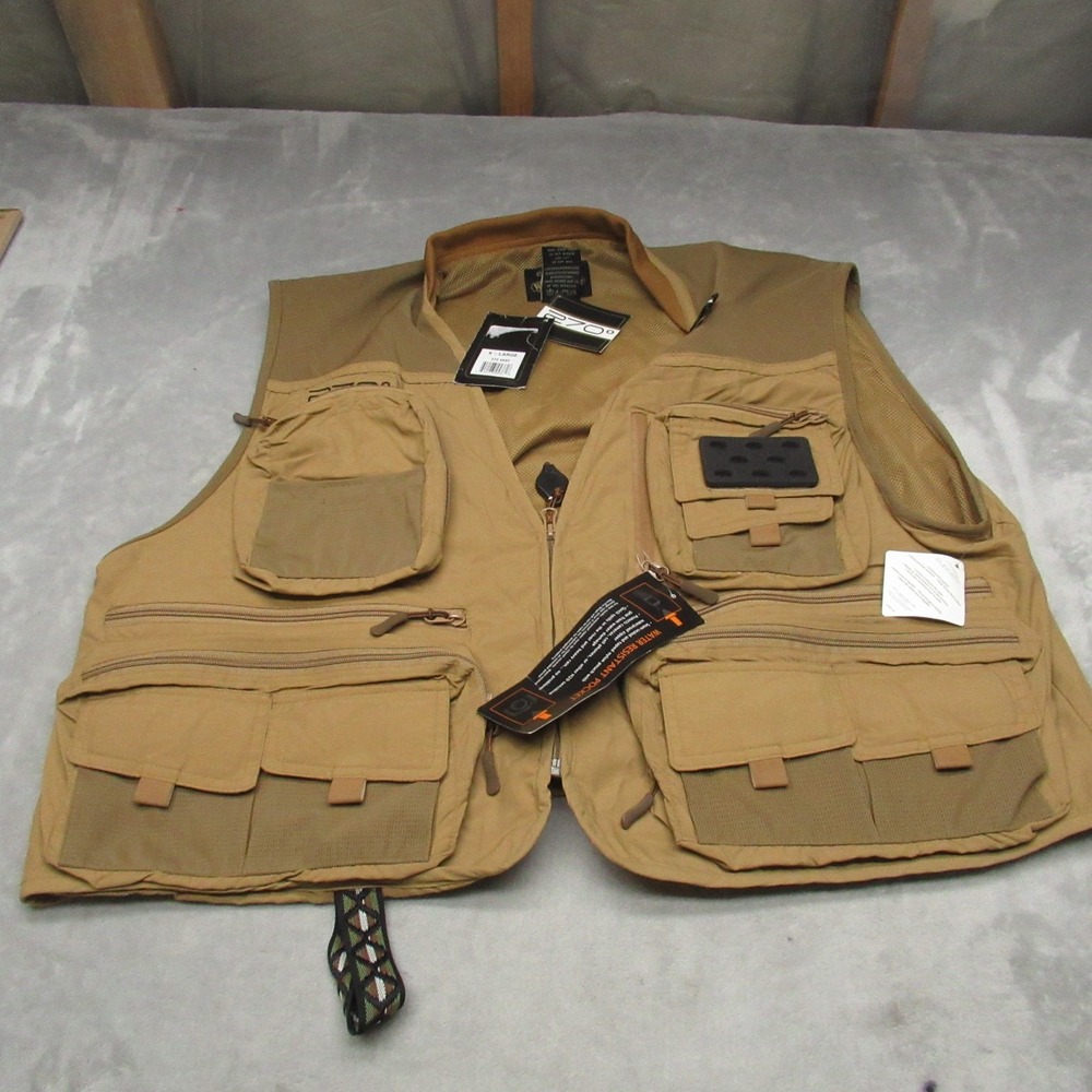 White River Fly Shop Vest Mens XL Brown Multi Pocket Fishing Outdoor Hiking‎ NEW